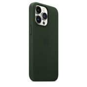 Apple iPhone Leather Case with MagSafe - оригинален кожен кейс (естествена кожа) за iPhone 13 Pro (зелен) 4