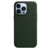 Apple iPhone Leather Case with MagSafe - оригинален кожен кейс (естествена кожа) за iPhone 13 Pro (зелен) 3