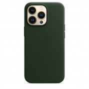 Apple iPhone Leather Case with MagSafe - оригинален кожен кейс (естествена кожа) за iPhone 13 Pro (зелен) 2
