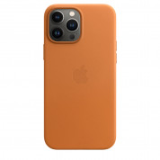 Apple iPhone Leather Case with MagSafe - оригинален кожен кейс (естествена кожа) за iPhone 13 Pro Max (оранжев) 1