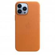 Apple iPhone Leather Case with MagSafe - оригинален кожен кейс (естествена кожа) за iPhone 13 Pro Max (оранжев) 3