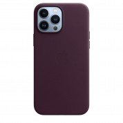 Apple iPhone Leather Case with MagSafe - оригинален кожен кейс (естествена кожа) за iPhone 13 Pro Max (бордо) 3