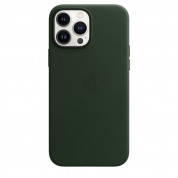 Apple iPhone Leather Case with MagSafe - оригинален кожен кейс (естествена кожа) за iPhone 13 Pro Max (зелен) 1