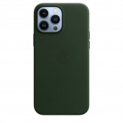 Apple iPhone Leather Case with MagSafe - оригинален кожен кейс (естествена кожа) за iPhone 13 Pro Max (зелен) 3