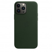 Apple iPhone Leather Case with MagSafe - оригинален кожен кейс (естествена кожа) за iPhone 13 Pro Max (зелен)