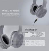 Edifier W600BT Bluetooth Stereo Headphones - безжични Bluetooth слушалки за мобилни устройства (сив)  6