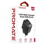 Promate BiPlug Wall Chager Dual USB 4.8A - захранване за ел. мрежа с два USB-A изхода за мобилни устройства (черен) 5