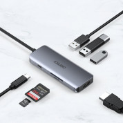 Choetech 7-in-1 USB-C Hub - мултифункционален хъб за свързване на допълнителна периферия за устройства с USB-C (тъмносив) 2