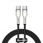 Baseus Cafule Metal Series USB-C to USB-C Cable 100W (CATJK-C01) - здрав кабел с въжена оплетка за устройства с USB-C порт (100 см) (черен)