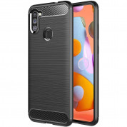 Carbon Soft Silicone TPU Protective Case - силиконов калъф за Samsung Galaxy A11, Galaxy M11 (черен)