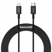 Baseus Superior USB-C to Lightning Cable PD 20W (CATLYS-C01) - USB-C към Lightning кабел за Apple устройства с Lightning порт (200 см) (черен)