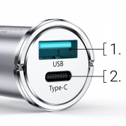 Joyroom Dual USB-A & USB-C Car Charger 20W - зарядно за кола с USB и USB-C изходи и технология за бързо зареждане (сив) 5