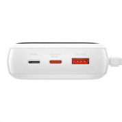 Baseus Qpow Digital Display Power bank with USB-C cable 22.5W (PPQD-I02) - външна батерия 20000 mAh с вграден USB-C кабел и USB-C, USB-A и Lightning портове (бял) 4