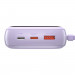 Baseus Qpow Digital Display Power bank with USB-C cable 22.5W (PPQD-I05) - външна батерия 20000 mAh с вграден USB-C кабел и USB-C, USB-A и Lightning портове (лилав) 5
