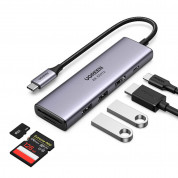 Ugreen 6-in-1 USB-C Hub 4K 60Hz - мултифункционален хъб за свързване на допълнителна периферия за устройства с USB-C (тъмносив) 2