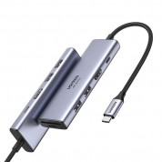 Ugreen 6-in-1 USB-C Hub 4K 60Hz - мултифункционален хъб за свързване на допълнителна периферия за устройства с USB-C (тъмносив) 1