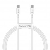 Baseus Superior USB-C to USB-C Cable PD 2.0 100W (CATYS-B02) - здрав кабел за бързо зареждане за устройства с USB-C порт (100 см) (бял)