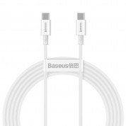 Baseus Superior USB-C to USB-C Cable PD 2.0 100W (CATYS-C02) - здрав кабел за бързо зареждане за устройства с USB-C порт (200 см) (бял)