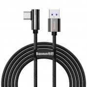 Baseus Legend Elbow USB to USB-C Cable PD 2.0 66W (CATCS-C01) - здрав кабел с въжена оплетка и бързо зареждане за устройства с USB-C порт (200 см) (черен)