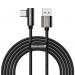Baseus Legend Elbow USB to USB-C Cable PD 2.0 66W (CATCS-C01) - здрав кабел с въжена оплетка и бързо зареждане за устройства с USB-C порт (200 см) (черен) 1