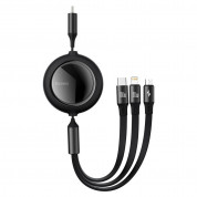 Baseus Bright Mirror 3-in-1 Retractable USB-C Cable PD 100W (CAMLC-AMJ01) - универсален USB-C кабел с Lightning, microUSB и USB-C конектори (120 см) (черен)