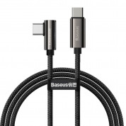 Baseus Legend Elbow USB-C to USB-C Cable 100W (CATCS-01) - здрав кабел с въжена оплетка и бързо зареждане за устройства с USB-C порт (100 см) (черен)