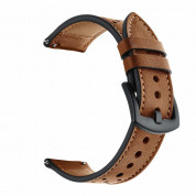 Tech-Protect Leather Band 20mm - кожена каишка от естествена кожа за Galaxy Watch, Huawei Watch, Xiaomi, Garmin и други (20мм) (тъмнокафяв) 3
