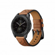 Tech-Protect Leather Band 20mm - кожена каишка от естествена кожа за Galaxy Watch, Huawei Watch, Xiaomi, Garmin и други (20мм) (тъмнокафяв)
