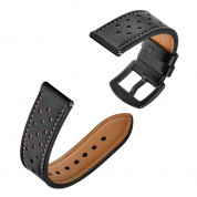 Tech-Protect Leather Band 20mm - кожена каишка от естествена кожа за Samsung Galaxy Watch, Huawei Watch, Xiaomi, Garmin и други часовници с 20мм захват (черен) 2