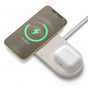 Elago MagSafe Charging Hub Duo - двойна силиконова поставка за безжично зареждане на iPhone чрез поставяне на Apple MagSafe Charger (бежов)