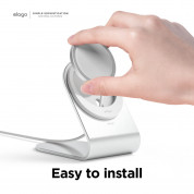 Elago MS3 Aluminum Charging Stand for MagSafe - алуминиева поставка за безжично зареждане на iPhone чрез поставяне на Apple MagSafe Charger (сребрист) 6