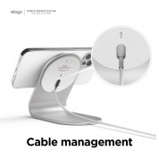 Elago MS3 Aluminum Charging Stand for MagSafe - алуминиева поставка за безжично зареждане на iPhone чрез поставяне на Apple MagSafe Charger (сребрист) 4