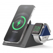 Elago MS5 Duo Charging Stand - силиконова поставка за зареждане на iPhone и Apple Watch (тъмносив-син)