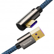 Baseus Legend Elbow USB to USB-C Cable PD 2.0 66W (CACS000503) - здрав кабел с въжена оплетка и бързо зареждане за устройства с USB-C порт (200 см) (син) 1