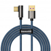 Baseus Legend Elbow USB to USB-C Cable PD 2.0 66W (CACS000503) - здрав кабел с въжена оплетка и бързо зареждане за устройства с USB-C порт (200 см) (син)