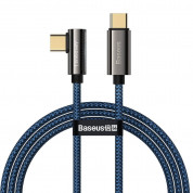 Baseus Legend Elbow USB-C to USB-C Cable 100W (CACS000603) - здрав кабел с въжена оплетка и бързо зареждане за устройства с USB-C порт (100 см) (син)