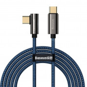 Baseus Legend Elbow USB-C to USB-C Cable 100W (CACS000703) - здрав кабел с въжена оплетка и бързо зареждане за устройства с USB-C порт (200 см) (син)