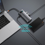 Baseus USB-C Metal Gleam Series 9-in-1 Hub (CAHUB-CU0G) - мултифункционален хъб за свързване на допълнителна периферия за устройства с USB-C (тъмносив) 13