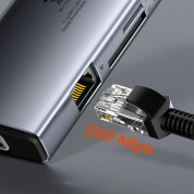 Baseus USB-C Metal Gleam Series 9-in-1 Hub (CAHUB-CU0G) - мултифункционален хъб за свързване на допълнителна периферия за устройства с USB-C (тъмносив) 14