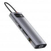 Baseus USB-C Metal Gleam Series 9-in-1 Hub (CAHUB-CU0G) - мултифункционален хъб за свързване на допълнителна периферия за устройства с USB-C (тъмносив) 3