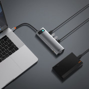 Baseus USB-C Metal Gleam Series 11-in-1 Hub (CAHUB-CT0G) - мултифункционален хъб за свързване на допълнителна периферия за устройства с USB-C (тъмносив) 6