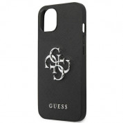 Guess Saffiano 4G Metal Logo Leather Hard Case for iPhone 13 (black) 5