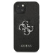 Guess Saffiano 4G Metal Logo Leather Hard Case - дизайнерски кожен кейс за iPhone 13 (черен) 4