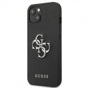 Guess Saffiano 4G Metal Logo Leather Hard Case - дизайнерски кожен кейс за iPhone 13 mini (черен) 2