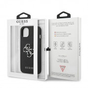 Guess Saffiano 4G Metal Logo Leather Hard Case - дизайнерски кожен кейс за iPhone 13 mini (черен) 7