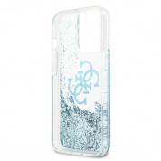 Guess Liquid Big Liquid Glitter Case - дизайнерски кейс с висока защита за iPhone 13 Pro Max (син) 6