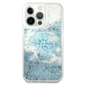 Guess Liquid Big Liquid Glitter Case - дизайнерски кейс с висока защита за iPhone 13 Pro Max (син) 3