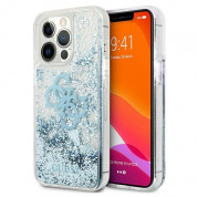 Guess Liquid Big Liquid Glitter Case - дизайнерски кейс с висока защита за iPhone 13 Pro Max (син)