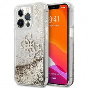 Guess Liquid Big Liquid Glitter Case - дизайнерски кейс с висока защита за iPhone 13 Pro Max (златист)