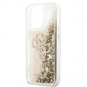 Guess Liquid Big Liquid Glitter Case - дизайнерски кейс с висока защита за iPhone 13 Pro Max (златист) 5